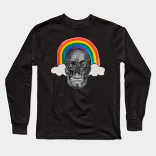 Bnw Skull human head with rainbow Long Sleeve T-Shirt